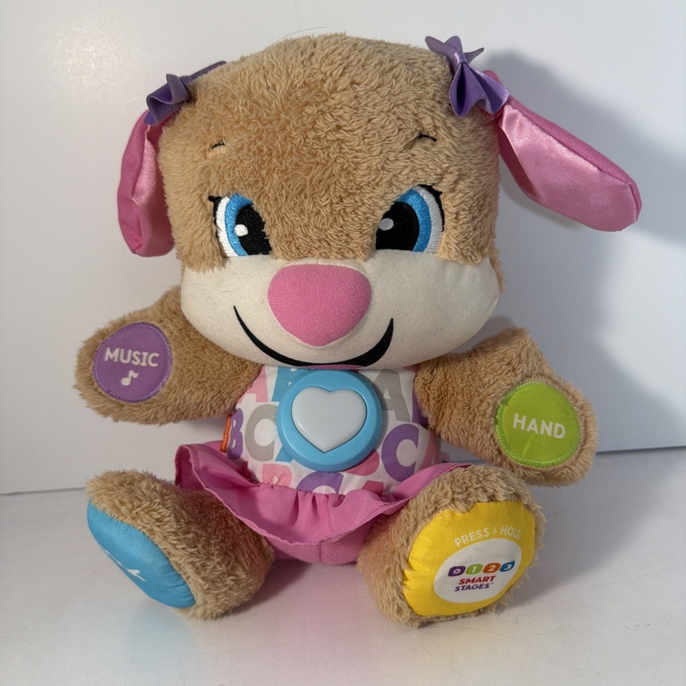 Fisher-Price Laugh & Learn Smart Stages Sis Puppy Plush Learning Toy for Baby Wk